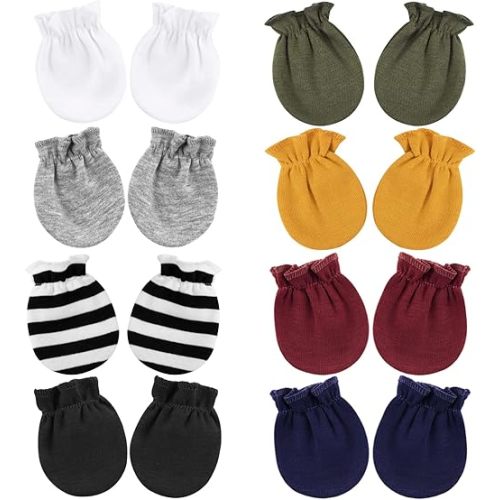 BQUBO Newborn Infant Toddler Mittens No Scratch Cotton Elastic Wrist Gloves Hypoallergenic for 0-6 Months Baby Boys Girls