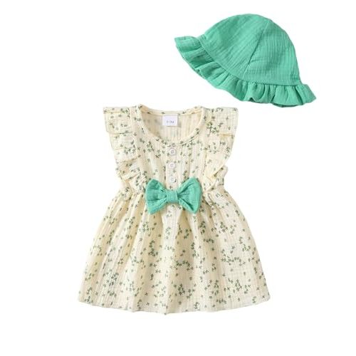 sweetabby Toddler Baby Girl Dresses Summer Clothes Boho Short Sleeve Dress Ruffle Infant Sundress Cute Girls Outfit