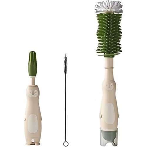 Baby Bottle Cleaning Kit - Liquid-Dispensing Brush System with Nipple & Straw Brushes - New Upgrade