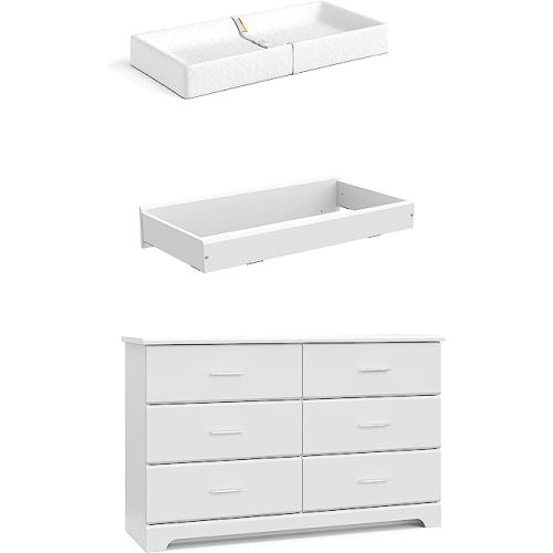 Storkcraft Brookside 6 Drawer Chest with Changing Topper and Change Pad - White