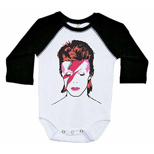 Baffle Baby Onesie, ZIGGY STARDUST, Long Sleeve Raglan Unisex Infant Bodysuit, Glam Rock Newborn 70s Rock Baby Outfit