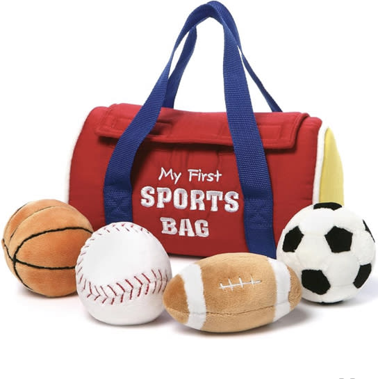 Baby GUND My First Sports Bag Stuffed Plush Playset, Baby Gift Toys for Boys and Girls Ages 1 & Up, 5 Piece, 8"