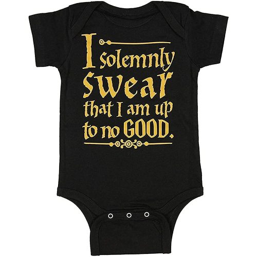 Unisex Baby I Solemnly Swear That I Am Up To No Good One Piece Bodysuit - Black