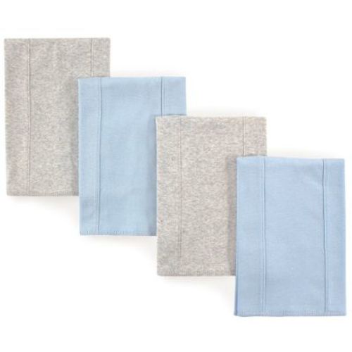 Touched by Nature Baby Boys Organic Cotton Burp Cloths 4pk, Blue Gray, One Size