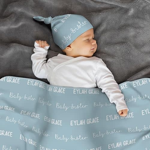 Personalized Baby Swaddle - Boy & Girl Blankets with Name, Newborn Swaddle Wrap