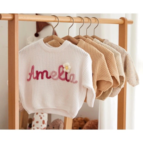 Custom Embroidered Baby Name Sweater, Baby Name Sweater, Embroidered Sweater, Personalised baby Jumper, Baby Gifts,Custom Cardigan,Knit Gift