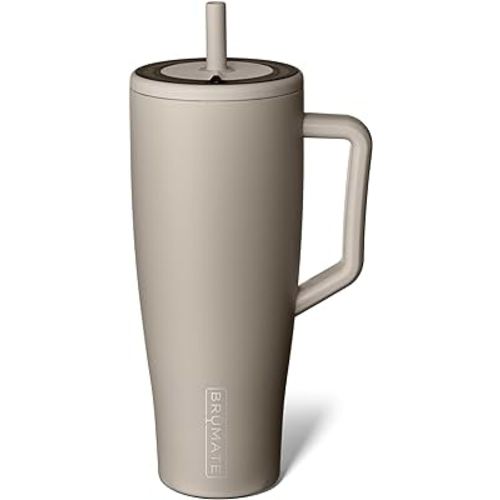BrüMate Era 40 oz Tumbler with Handle and Straw | 100% Leakproof Insulated Tumbler with Lid and Straw | Made of Stainless Steel | Cup Holder Friendly Base | 40oz (Mocha)