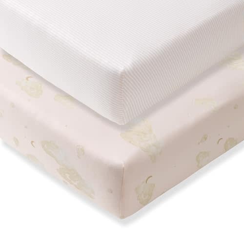 Burt's Bees Baby Essential Organic Cotton Fitted Crib Sheet, Breathable for Boy Girl Standard Crib & Toddler Mattresses