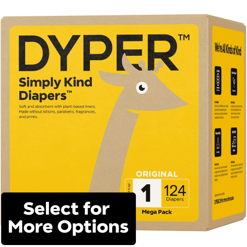 DYPER Simply Kind Diapers, Remarkably Soft, Size 1, 124 Count (Select For More Options)