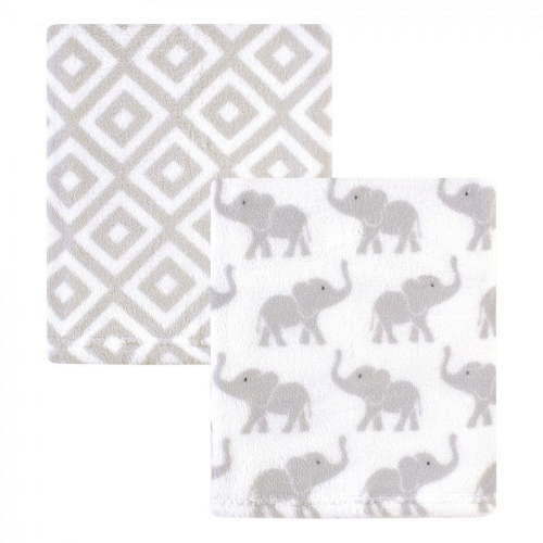 Hudson Baby Infant Silky Plush Blanket, Gray Elephants, 30x36 inches