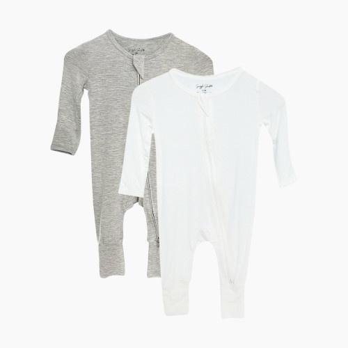 Snuggle Shield LUXE Bamboo Romper 2 Pack - Heather Grey/White, 6-12 M