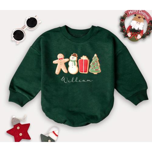 Custom name  Christmas Baby Romper Sweatshirt, Christmas Lights Baby Bodysuit,Santa Xams Romper, 1St Christmas Romper ,Gift For Baby Clothes