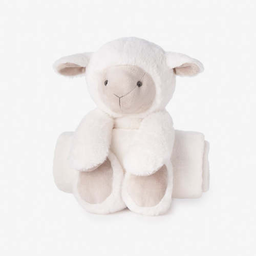 Lamb Bedtime Huggie Plush Toy with Blanket WHITE / O/S