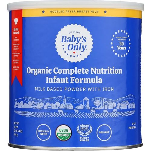 Baby's Only Organic Complete Nutrition Infant Formula, Milk Based Powder with Iron, Modeled After Breast Milk, Newborn to 12 Months Old, 21 oz, 1 Pack