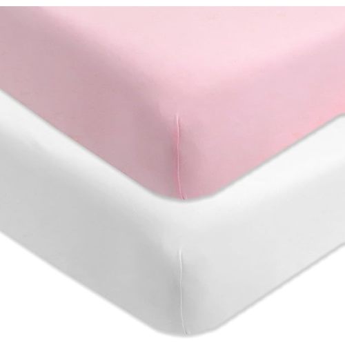 HonestBaby unisex-baby Classics Fitted Crib Sheets Set Standard Mattress, 100% Organic Cotton Baby Boys, Girls, Neutral, 1 Pack - Bright White, One Size