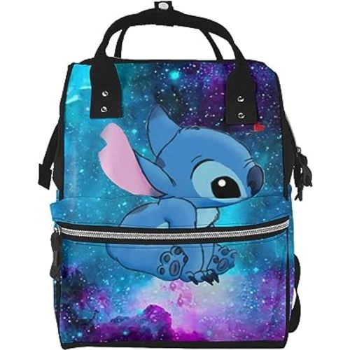 Cartoon Cute Stitch Diaper Bag Backpack For Mom Baby Bags Waterproof Large Capacity Multi-Function (Blue Monster 2, One Size)