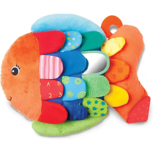 Melissa & Doug K’s Kids, Flip Fish Stuffed Animal, Soft Baby Book, Multi-Textured Squeaking & Crinkling Infant Sensory Toys for Babies with Baby Mirror, Tummy Time Toys for Infants Ages 0–9 Months