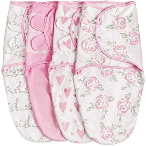 Soarwg Kids Baby Swaddle, Swaddle Blanket, Swaddle Sack, Organic Nursery Swaddling Blankets 0-3 Months, Standard 100 by Oeko-TEX, Adjustable Newborn Swaddle Wrap Infant Sleep Sacks 4 Pack Small