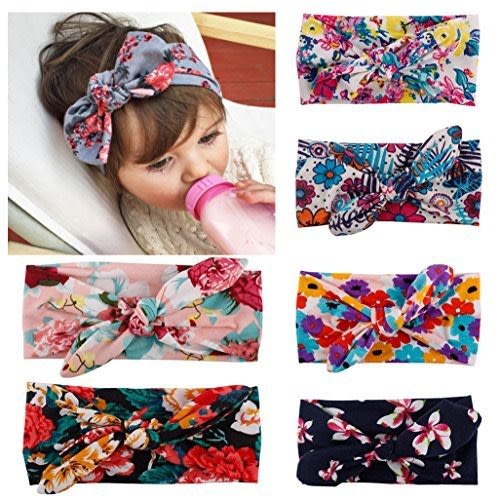 Quest Sweet 6Pcs Baby Girls Toddler Bow Headbands Turban Knot Rabbit Hairband Headwrap Headwear