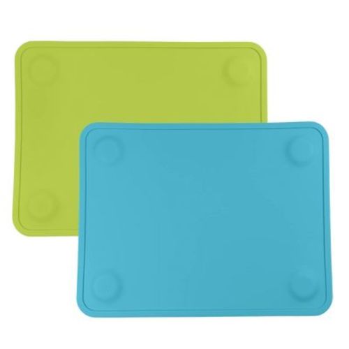 Weesprout Silicone Suction Placemats For Babies, Toddlers & Kids, Durable Food Grade Silicone With Non-slip Suction, Raised Edges Contain Mess, 2 Pack