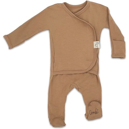 0-3M Bonsie Skin to Skin Babywear Footie - Brown Baby Footed Bodysuit - Mocha