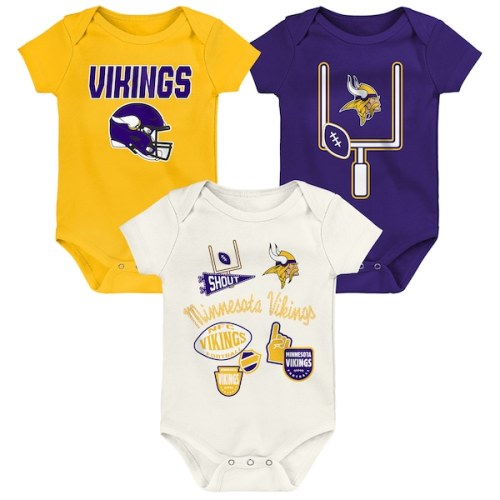 Minnesota Vikings Outerstuff Infant & Newborn Littlest Player Three-Piece Bodysuit Set