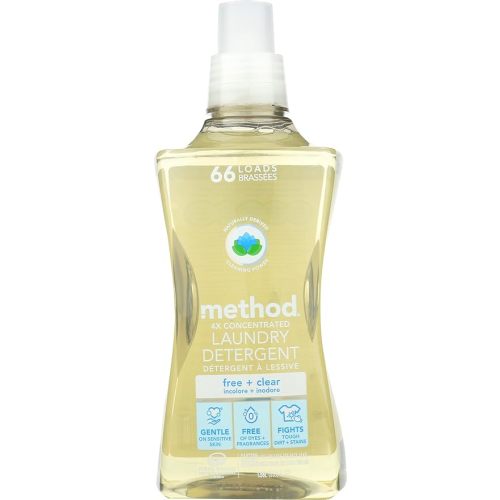Method Liquid Laundry Detergent; Fragrance Free + Clear; Stain Remover; 66 Loads per 53.5 fl oz bottle; (Pack of 1)
