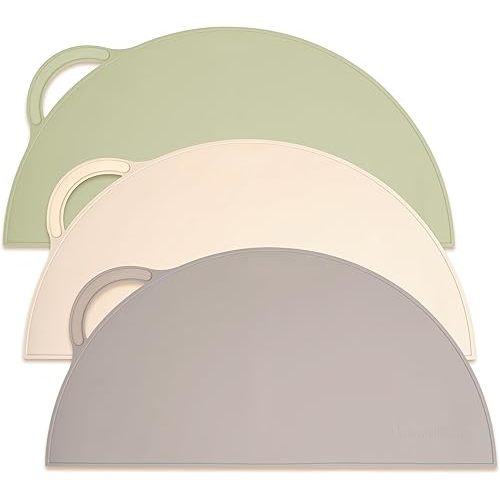 Upward Baby Silicone Suction Mat - Set of 3 Non Slip Silicone Mat - Baby Led Weaning - Kids Placemat for Dining Table High Chair - Toddler Feeding Supplies for Eating - Baby Placemats for Restaurants