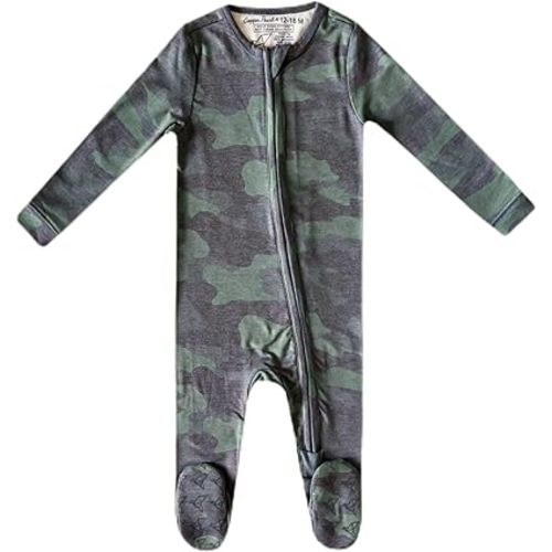 Copper Pearl Zip-Up Footie Baby Pajamas: Ultra-Soft Boys Pajamas and Girls Pajamas, Premium Knit Fabric in Stylish Prints, Tag-Free with Two-Way Zipper, Sized Newborn to 24 Months, Hunter