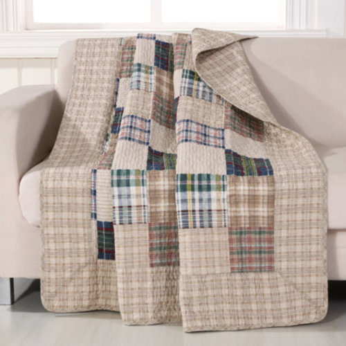 Greenland Home Fashions Oxford Plaid 100% Cotton Quilted Reversible Throw & Reviews | Wayfair
