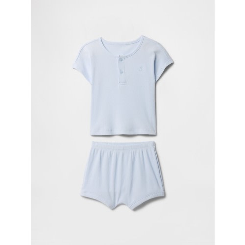 Baby Ribbed Henley Two-Piece Outfit Set