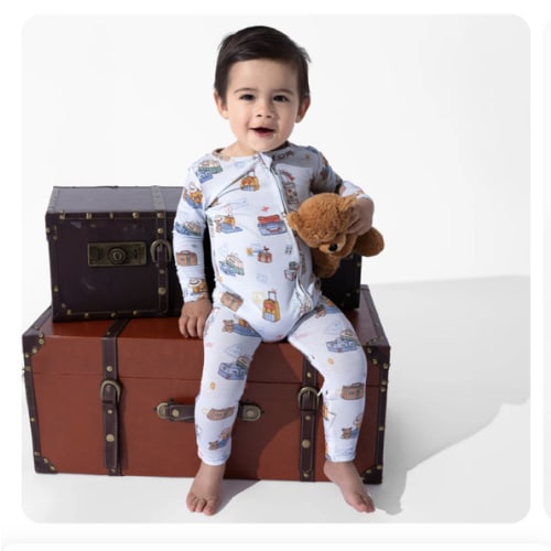 Vintage Suitcases Bamboo Convertible Footie