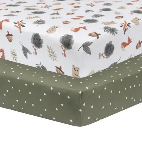 Living Textiles 2 Pack Cot Fitted Sheet Forest Retreat | Baby Bunting AU