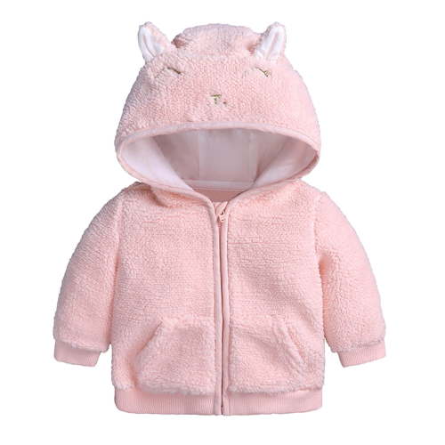 VERUGU Baby Jacket Newborn Infant Boy Girl Cute Ear Hooded Pullover Tops Warm Coat Pink 0-3 Months