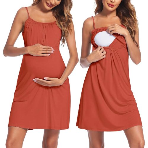Ekouaer Women's Nursing Nightgown Maternity Dress Breastfeeding Gown Full Slips Sleepwear