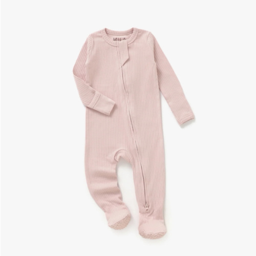 Ribbed Footie | Blush
