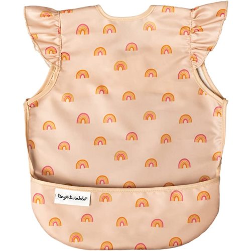 Tiny Twinkle Mess Proof Baby Bib - Waterproof Baby Apron - Machine Washable - PVC, BPA, & Phthalate Free - Great Travel Bib… - Small 6-24 Month - Boho Rainbow