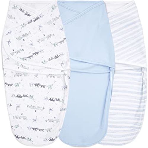 aden + anais, Cotton Knit Baby Wrap, Newborn Wearable Blanket, 3 Pack, Rising Star, 0-3 Months