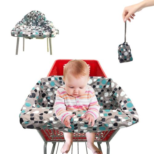 Pozico 2-in-1 Shopping Cart Cover for Baby – High Chair Cover, Grocery Cart Cover, Machine Washable with Portable Cloth Bag – Baby Cart Seat Cover for Boys & Girls – Bluepoint Design