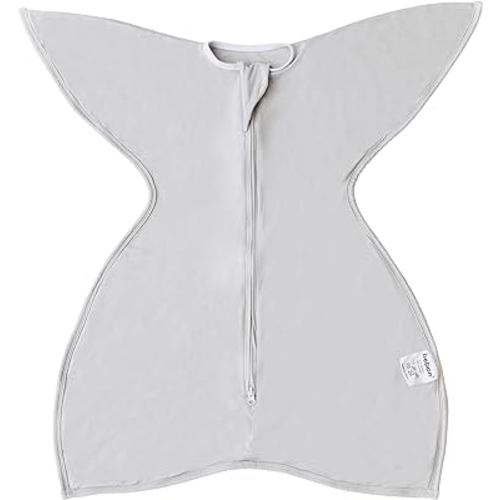 Transition Swaddle - Baby Wearable Blanket - Baby Sleep Sack - 2-Way Zipper - 95% Bamboo Viscose Fiber/5% Spandex - TOG 0.5 - Cozy Sleep Wrap designed by a pediatric (Cloud Gray, Medium 6-12 Month)