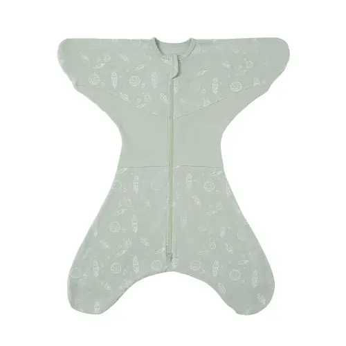 GROWNSY Transitional Swaddle Sleep Sack 3-6 Months, 100% Cotton Starfish Design Baby Swaddle Sack, Dual-Zipper for Easy Diaper Changes, Proper Hip Development & Openable Foot Button, 12-20lbs, Green