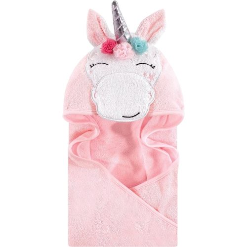 Hudson Baby Unisex Baby Cotton Animal Face Hooded Towel, Whimsical Unicorn, One Size