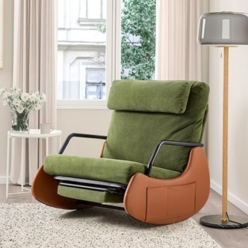 EROMMY Oversized Rocking Recliner Chair – Plush Glider Rocker with Adjustable Backrest & Side Pockets, for Indoor & Outdoor Use
