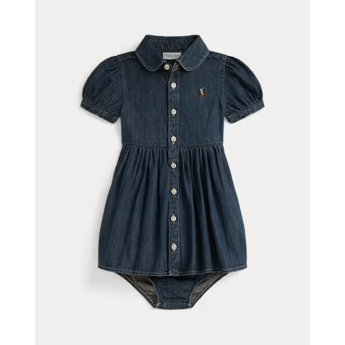 Cotton Denim Shirtdress & Bloomer