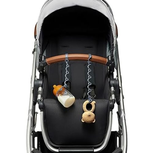 Fun Strap-Toy Safety Strap, Food-Grade Stretchable Silicone,Toys straps for baby,Pacifier Clip, Stroller Accessories. 2-pack