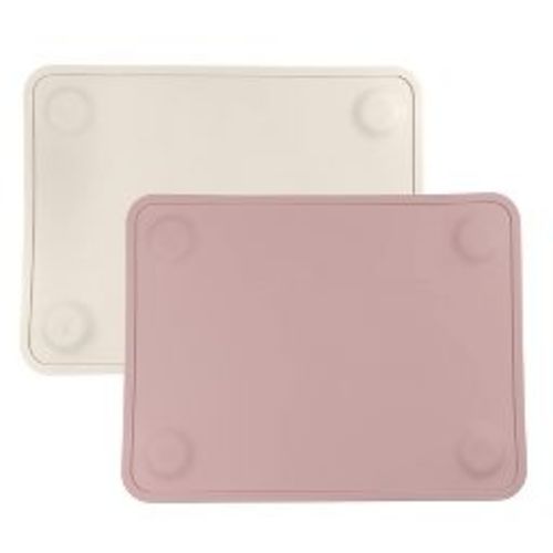 WeeSprout Silicone Suction Placemats for Babies, Toddlers & Kids - Small, 2 Pack (Matte Pink & Off-white)