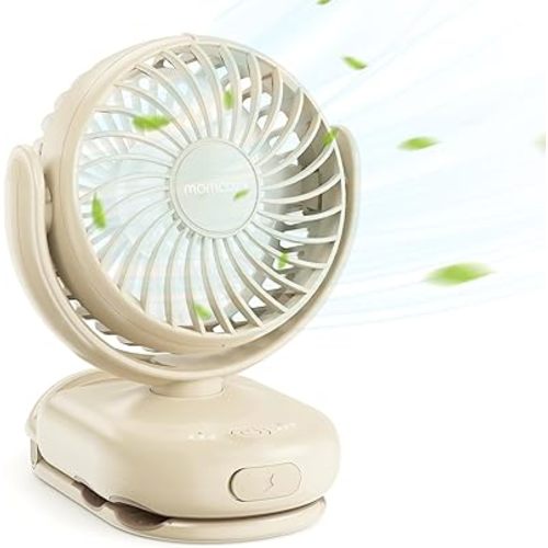 Momcozy Portable Fan with Clip | 4-Speed Mini-Fan for Carrier | Personal Fans Ultra Lighter 0.26lb | Gaps ≤4.5mm | Handheld Cooling | Rechargeable Rotate for Diaper Backpack/Stroller/Carrier/Chair