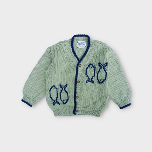 Sardine Intarsia Merino Wool & Baby Alpaca Kids Cardigan
