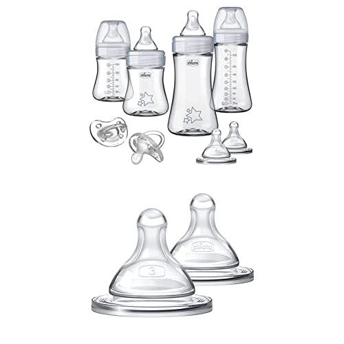 Chicco Duo Bundle - Starter Set with Size 3 Nipples, All Stages of Nipples Included