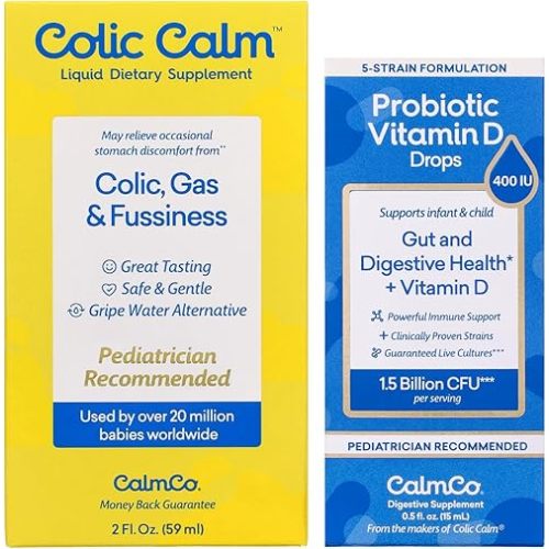 Colic Calm Gripe Water (2oz) & CalmCo Infant & Child Probiotic Drops (0.54oz) Combo Pack